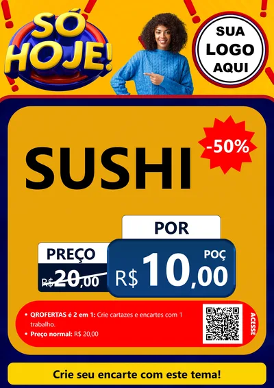 Modelo de Cartaz para Cartaz A4 Vertical com o tema Só Hoje! para Comida japonesa