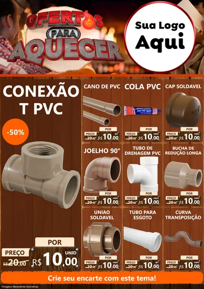 Modelo de Encarte para Encarte A4 Vertical com o tema Ofertas Para Aquecer para Tubos e conexões