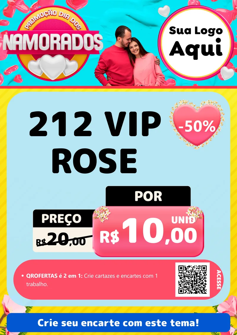 Modelo de Cartaz para Cartaz A4 Vertical com o tema Promoção Dia dos Namorados para Perfumes