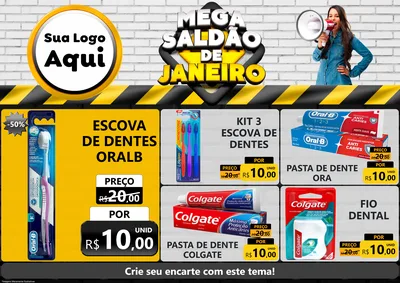 Modelo de Encarte para Encarte A4 Horizontal com o tema Mega Saldão de Janeiro para Higiene Pessoal