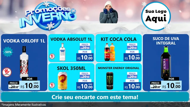 Modelo de TV para TV Horizontal com o tema Promoções de Inverno para Distribuidora de bebidas
