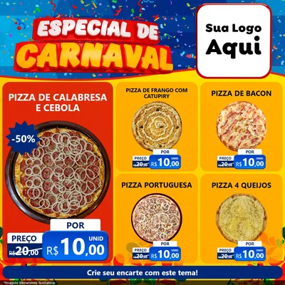 Modelo de Rede Social para Feed Facebook com o tema Especial de Carnaval para Pizzaria