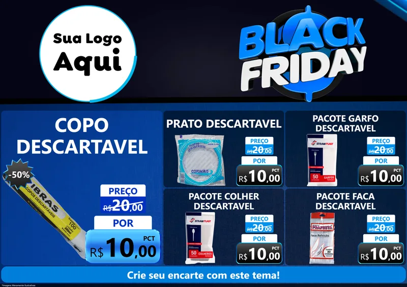 Modelo de Encarte para Encarte A4 Horizontal com o tema Black Friday para Embalagens