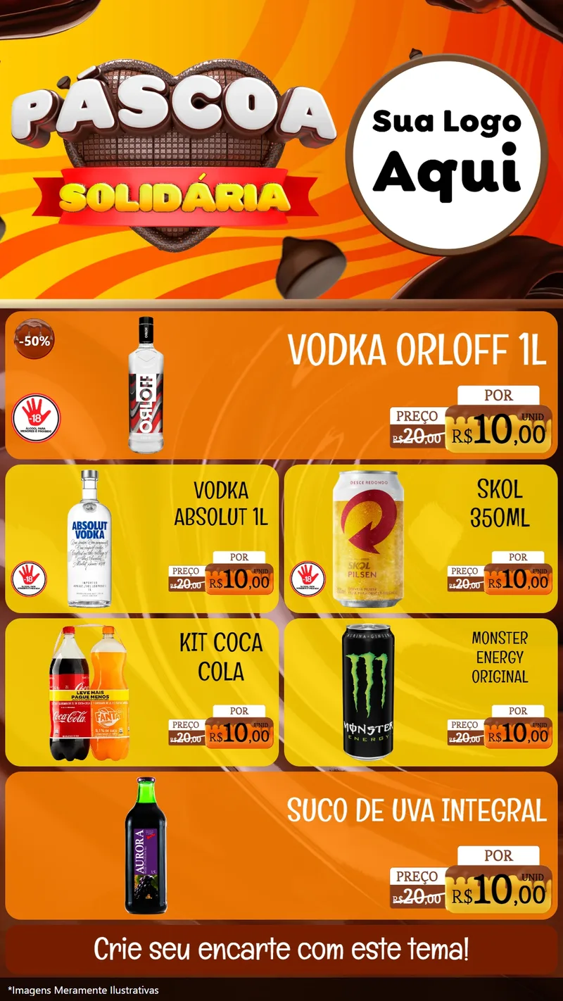 Modelo de TV para TV Vertical com o tema Páscoa Solidária para Distribuidora de bebidas