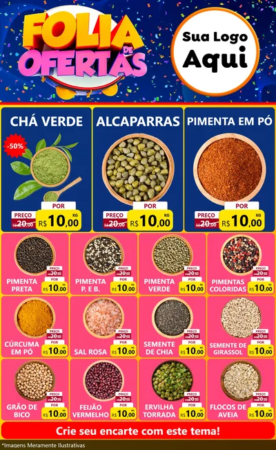 Modelo de Encarte para Encarte Grande com o tema Folia de Ofertas para Produtos Naturais