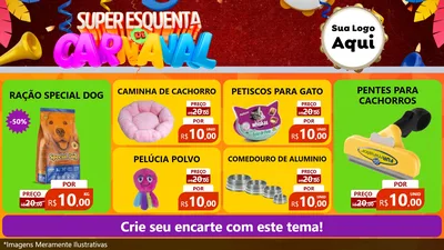 Modelo de TV para TV Horizontal com o tema Super Esquenta de Carnaval para Pet Shop