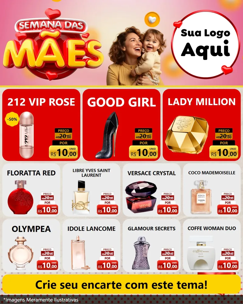 Modelo de Rede Social para Feed Instagram com o tema Semana das Mães para Perfumes