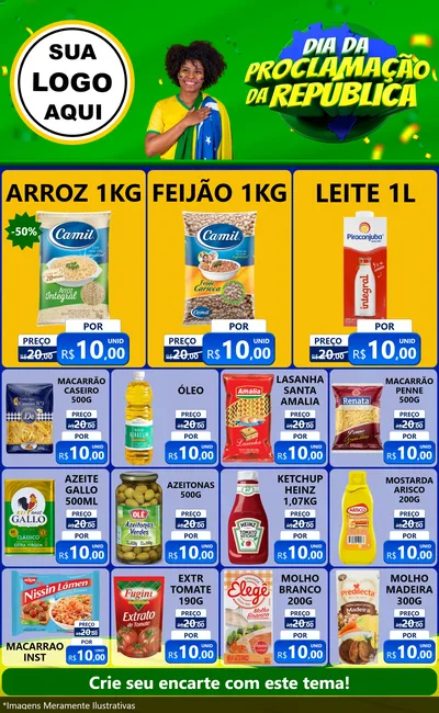 Modelo de Encarte para Encarte Grande com o tema Dia Da Proclamação Da República para Supermercado