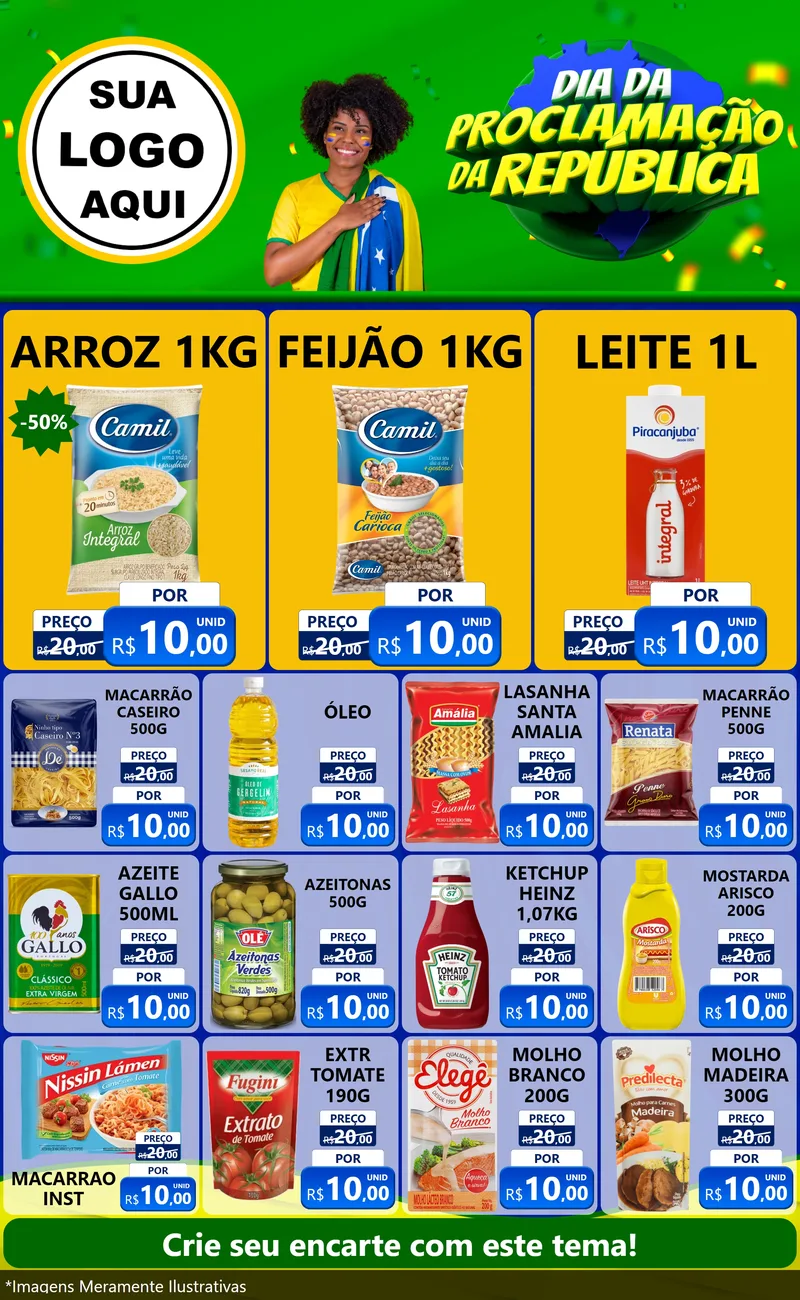 Modelo de Encarte para Encarte Grande com o tema Dia Da Proclamação Da República para Supermercado