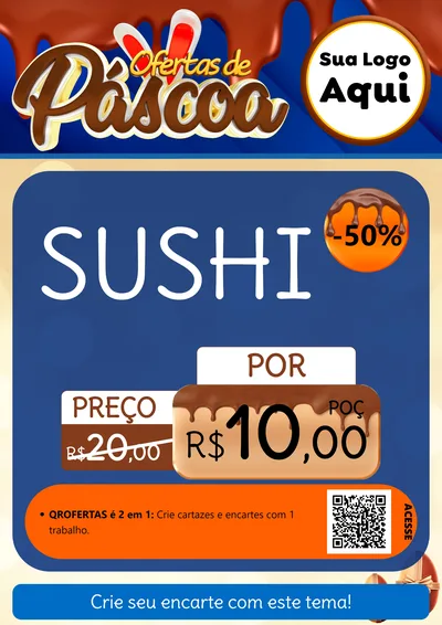Modelo de Cartaz para Cartaz A4 Vertical com o tema Ofertas de Páscoa para Comida japonesa