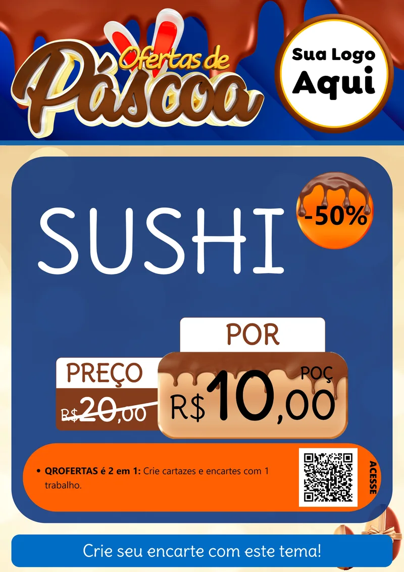 Modelo de Cartaz para Cartaz A4 Vertical com o tema Ofertas de Páscoa para Comida japonesa