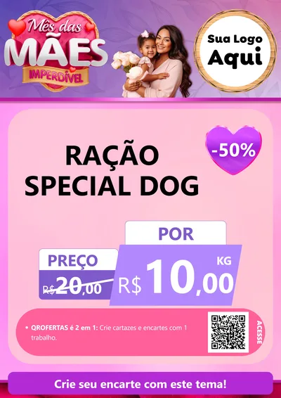 Modelo de Cartaz para Cartaz A4 Vertical com o tema Mês das Mães Imperdível para Pet Shop