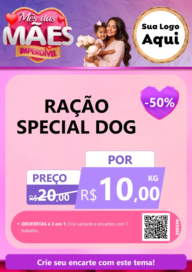 Modelo de Cartaz para Cartaz A4 Vertical com o tema Mês das Mães Imperdível para Pet Shop
