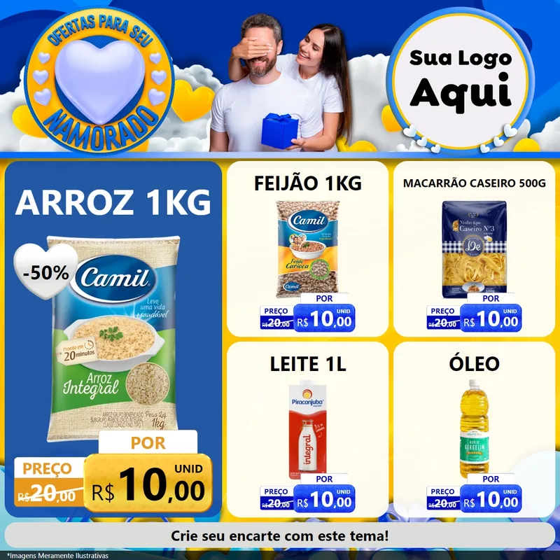 Modelo de Rede Social para Feed Facebook com o tema Ofertas Para Seu Namorado para Supermercado