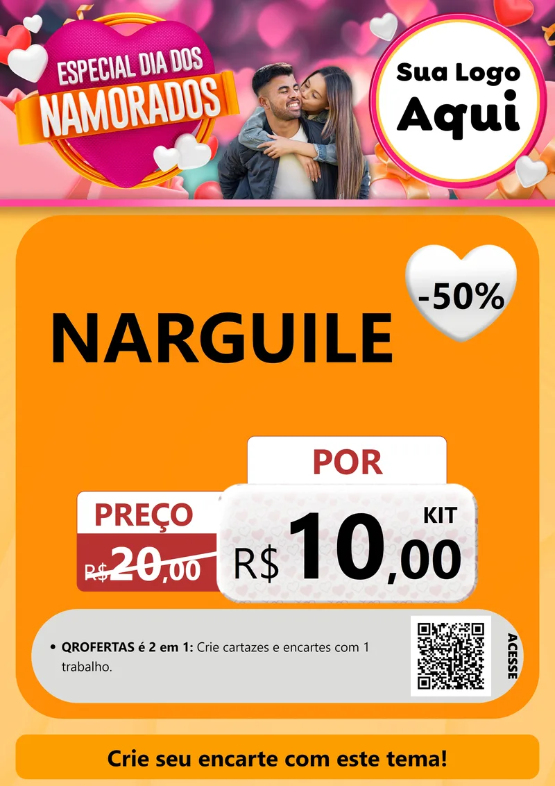 Modelo de Cartaz para Cartaz A4 Vertical com o tema Especial Dia dos Namorados para Tabacaria