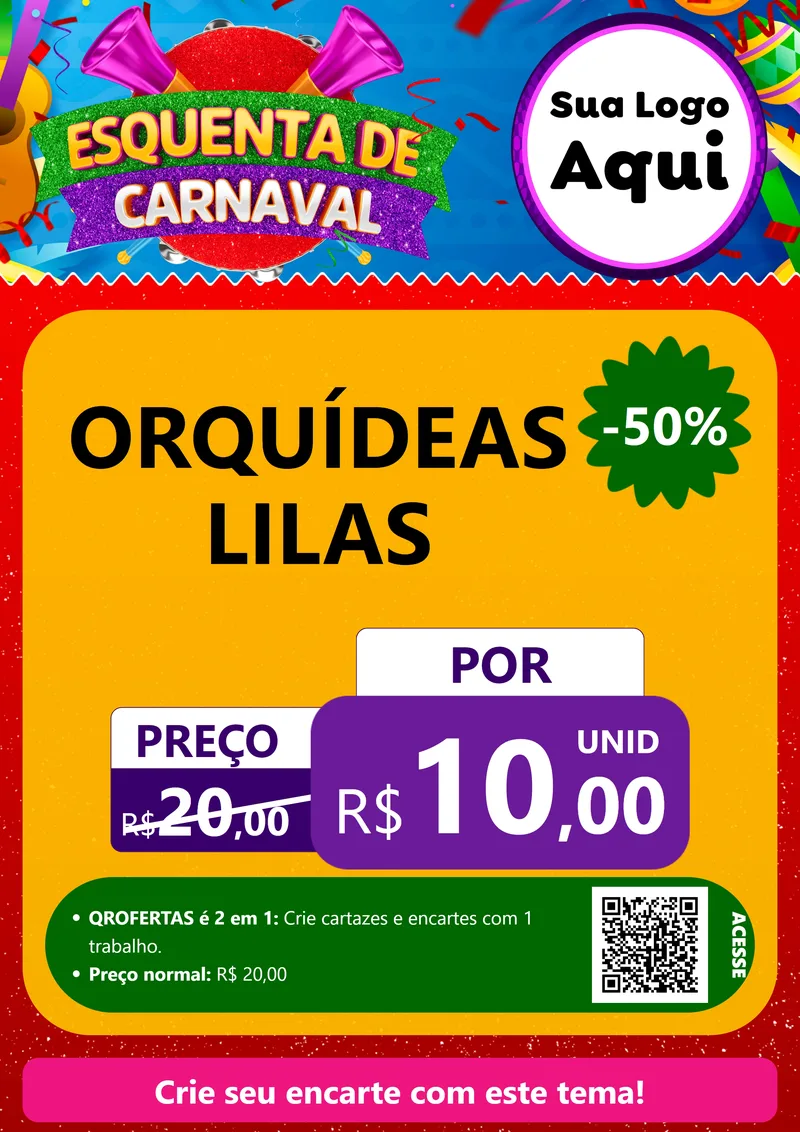 Modelo de Cartaz para Cartaz A4 Vertical com o tema Esquenta de Carnaval para Floricultura e jardim