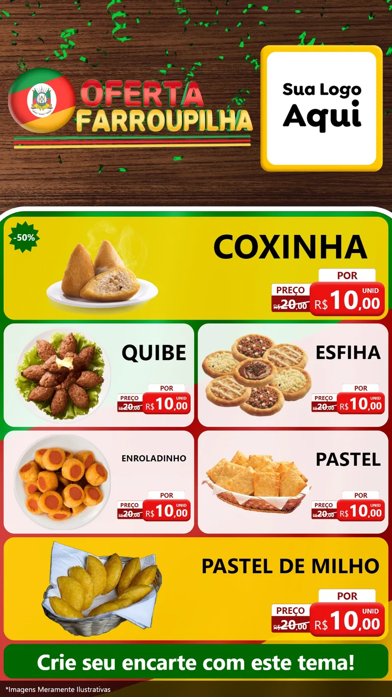 Modelo de TV para TV Vertical com o tema Oferta Farroupilha para Salgadaria