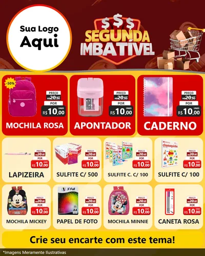 Modelo de Rede Social para Feed Instagram com o tema Segunda Imbatível para Papelaria