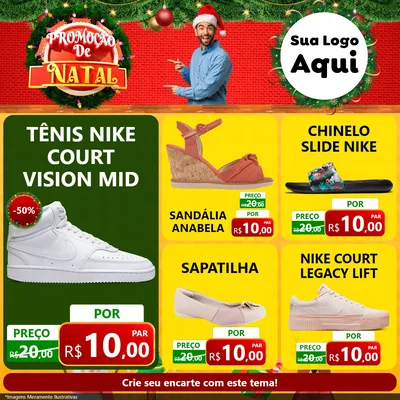 Modelo de Rede Social para Feed Facebook com o tema Promoção de Natal para Calçados
