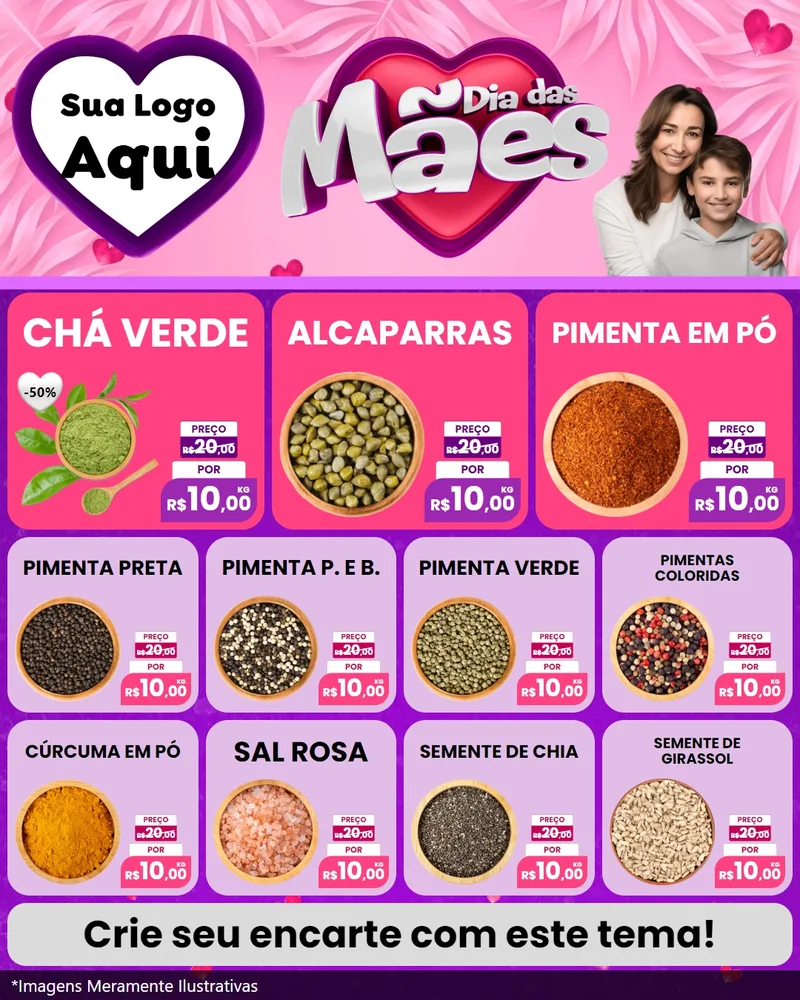 Modelo de Rede Social para Feed Instagram com o tema Dia das Mães para Produtos Naturais