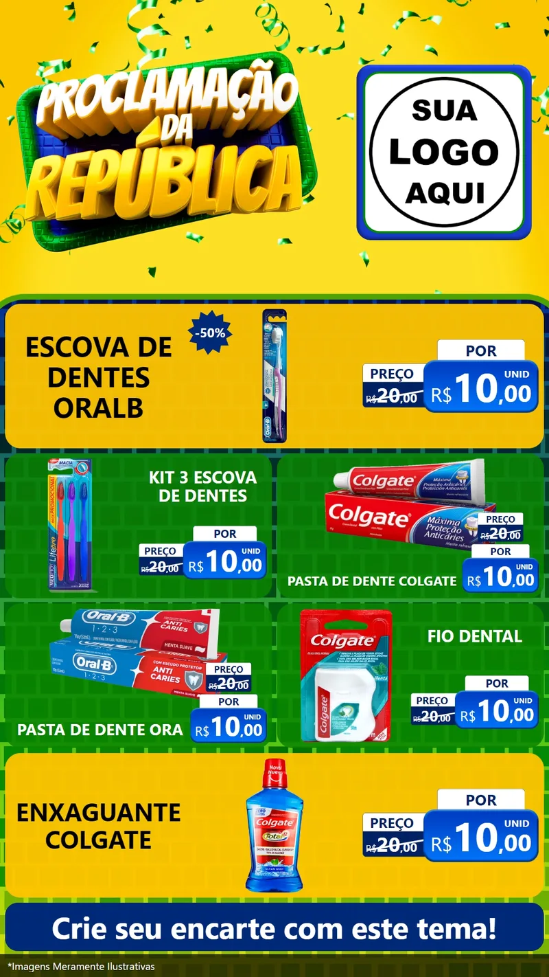 Modelo de TV para TV Vertical com o tema Proclamação da República para Higiene Pessoal