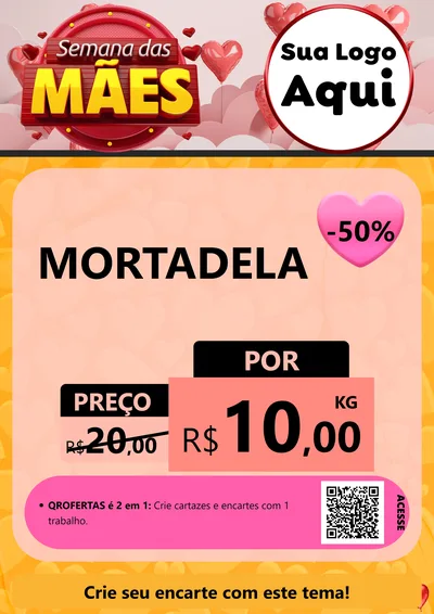 Modelo de Cartaz para Cartaz A4 Vertical com o tema Semana das Mães para Frios e Laticínios