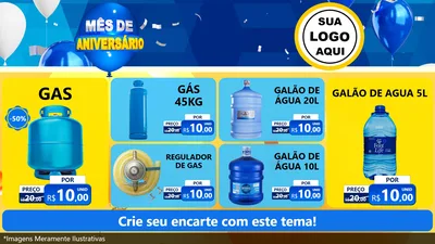 Modelo de TV para TV Horizontal com o tema Mês de Aniversário para Água e gás