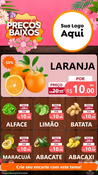 Modelo de Rede Social para Stories com o tema Primavera de Preços Baixos para Hortifrúti
