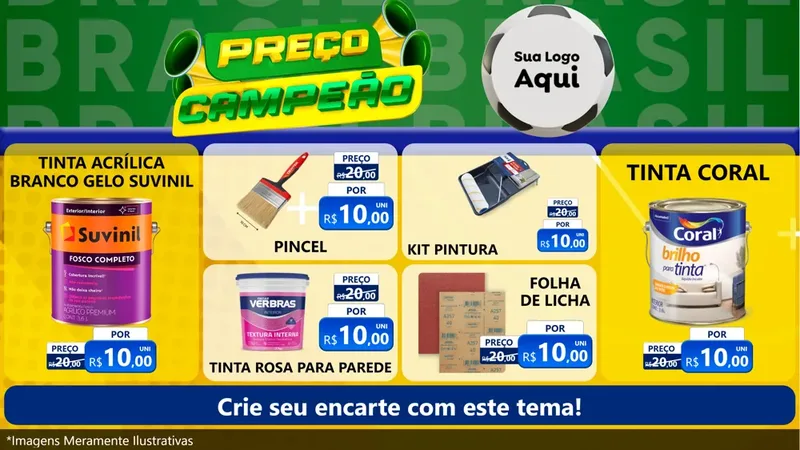 Modelo de TV para TV Horizontal com o tema Preço Campeão - Copa para Tintas e Ferramentas