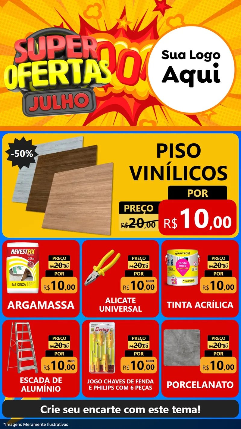 Modelo de Rede Social para Stories com o tema Super Ofertas Julho para Material para Construção