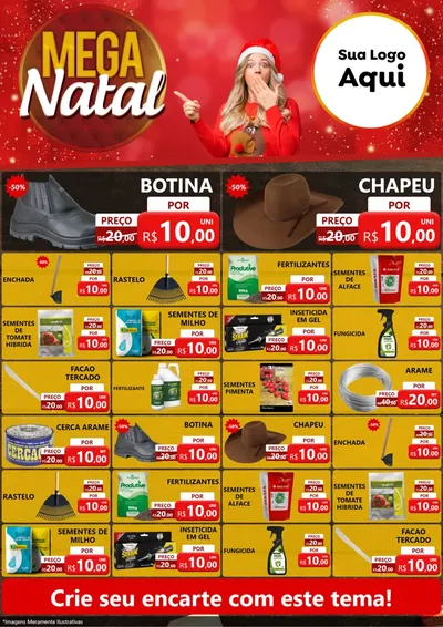 Modelo de Encarte para Encarte A4 Vertical com o tema Mega Natal para Agropecuária