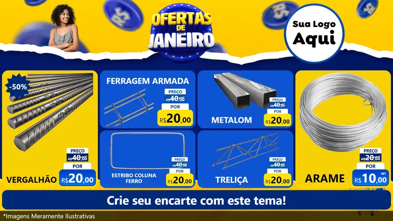 Modelo de TV para TV Horizontal com o tema Ofertas de Janeiro para Ferragens
