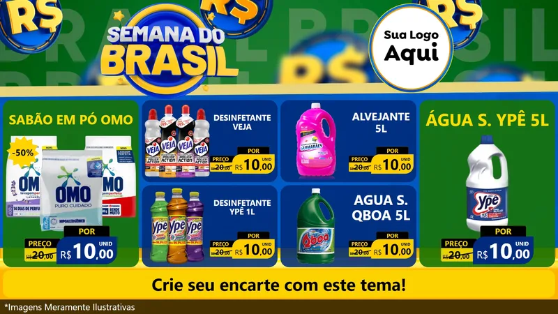 Modelo de TV para TV Horizontal com o tema Semana Do Brasil para Produtos de Limpeza
