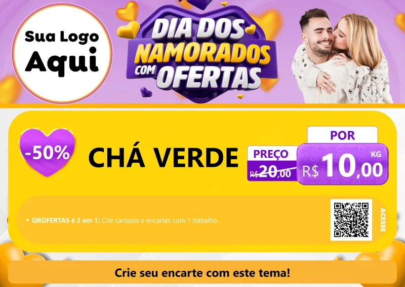 Modelo de Cartaz para Cartaz A4 Horizontal com o tema Dia Dos Namorados Com Ofertas para Produtos Naturais