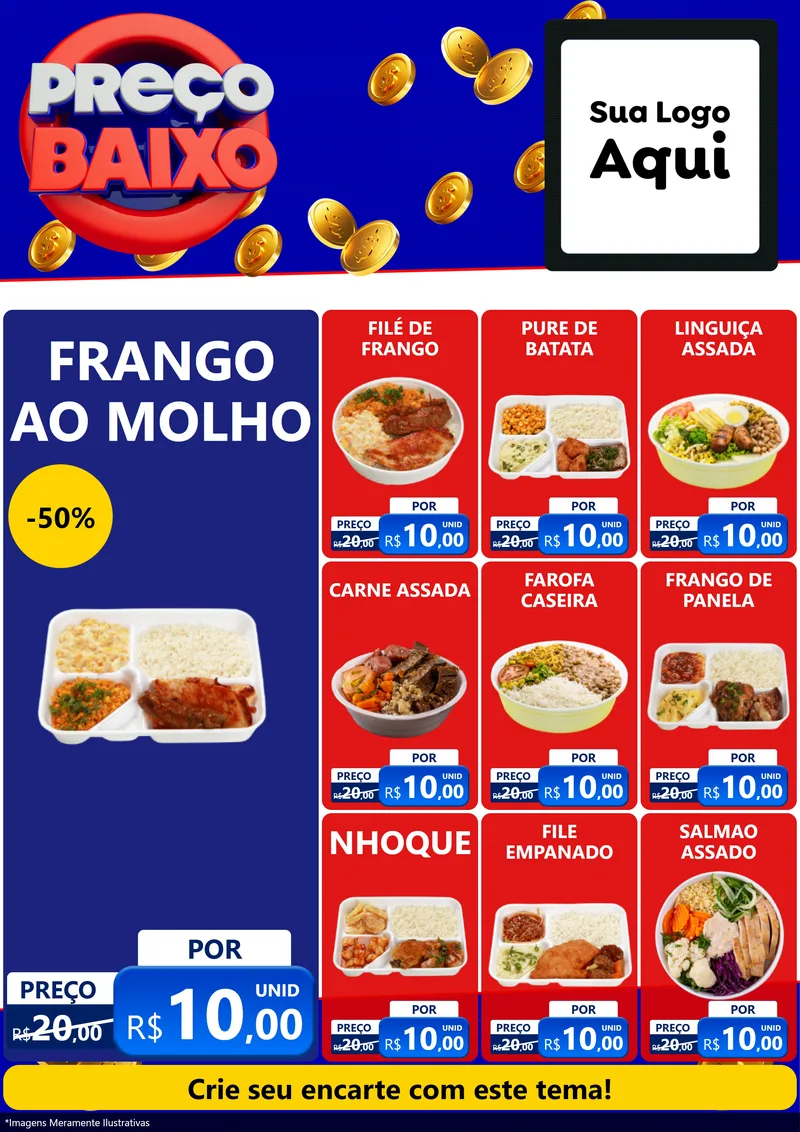 Modelo de Encarte para Encarte A4 Vertical com o tema Preço Baixo para Restaurante