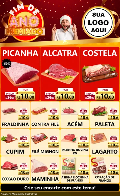 Modelo de Encarte para Encarte Grande com o tema Fim de Ano Premiado para Açougue