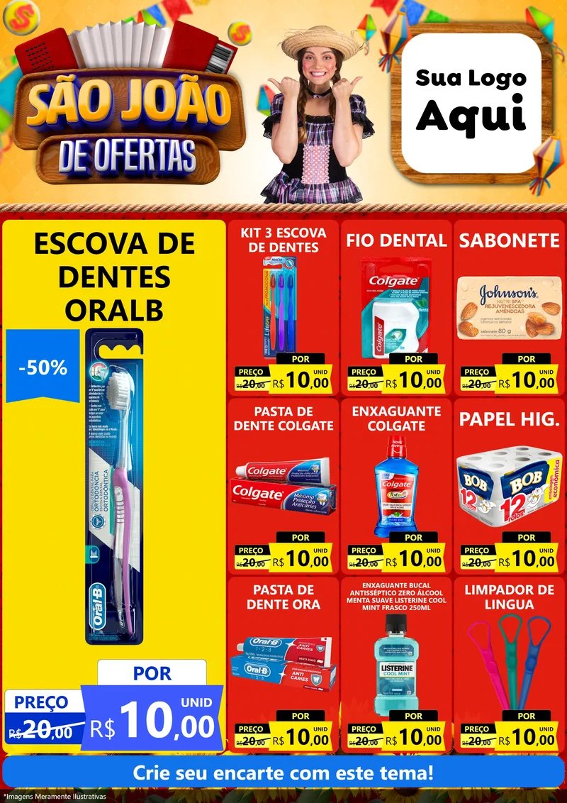 Modelo de Encarte para Encarte A4 Vertical com o tema São João de Ofertas para Higiene Pessoal