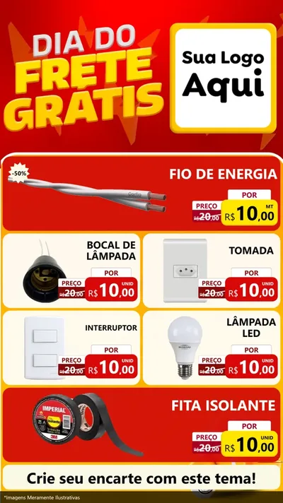 Modelo de TV para TV Vertical com o tema Dia do Frete Grátis para Materiais Elétricos