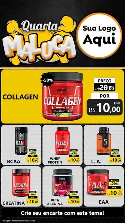 Modelo de Rede Social para Stories com o tema Quarta Maluca para Suplementos alimentares