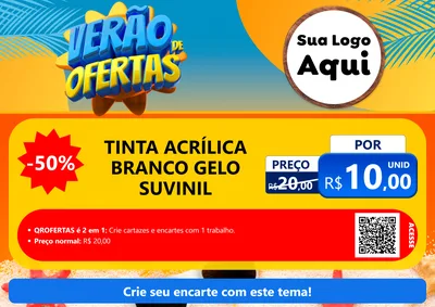 Modelo de Cartaz para Cartaz A4 Horizontal com o tema Verão de Ofertas para Tintas e Ferramentas