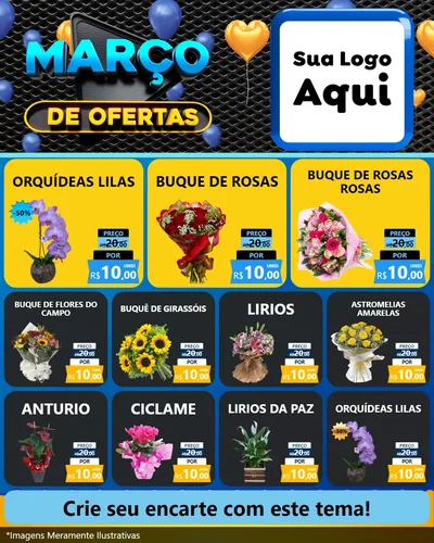 Modelo de Rede Social para Feed Instagram com o tema Março de Ofertas para Floricultura e jardim