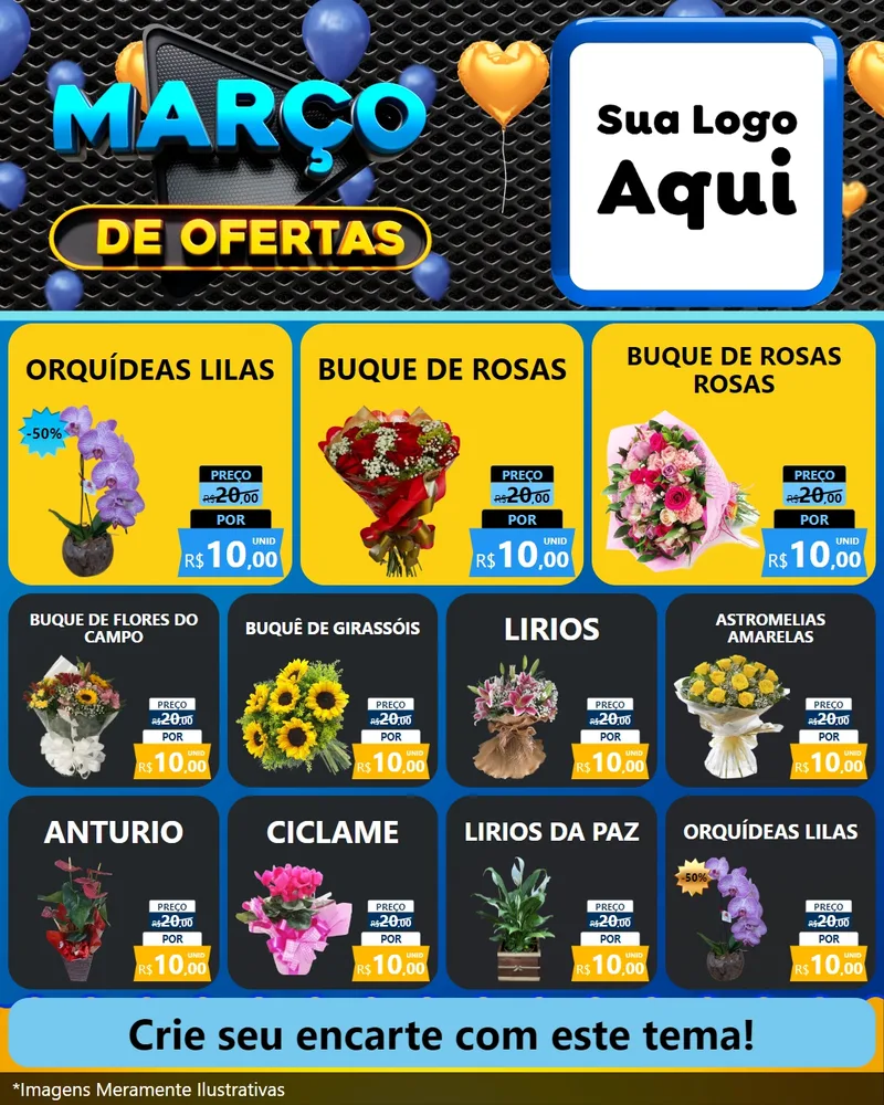 Modelo de Rede Social para Feed Instagram com o tema Março de Ofertas para Floricultura e jardim