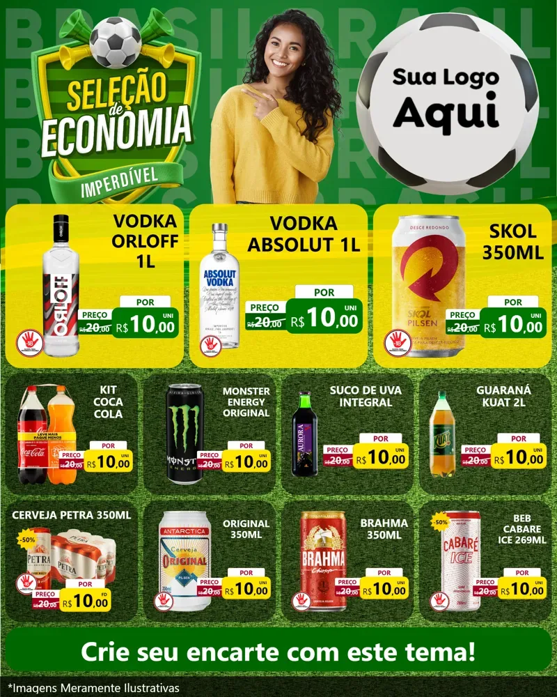 Modelo de Rede Social para Feed Instagram com o tema Seleção de Economia - Copa para Distribuidora de bebidas