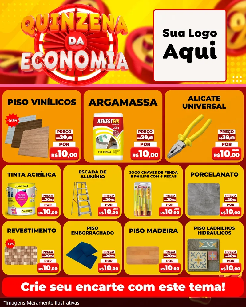 Modelo de Rede Social para Feed Instagram com o tema Quinzena Da Economia para Material para Construção