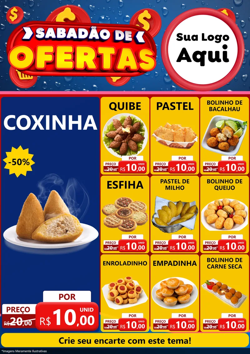 Modelo de Encarte para Encarte A4 Vertical com o tema Sabadão de Ofertas para Salgadaria