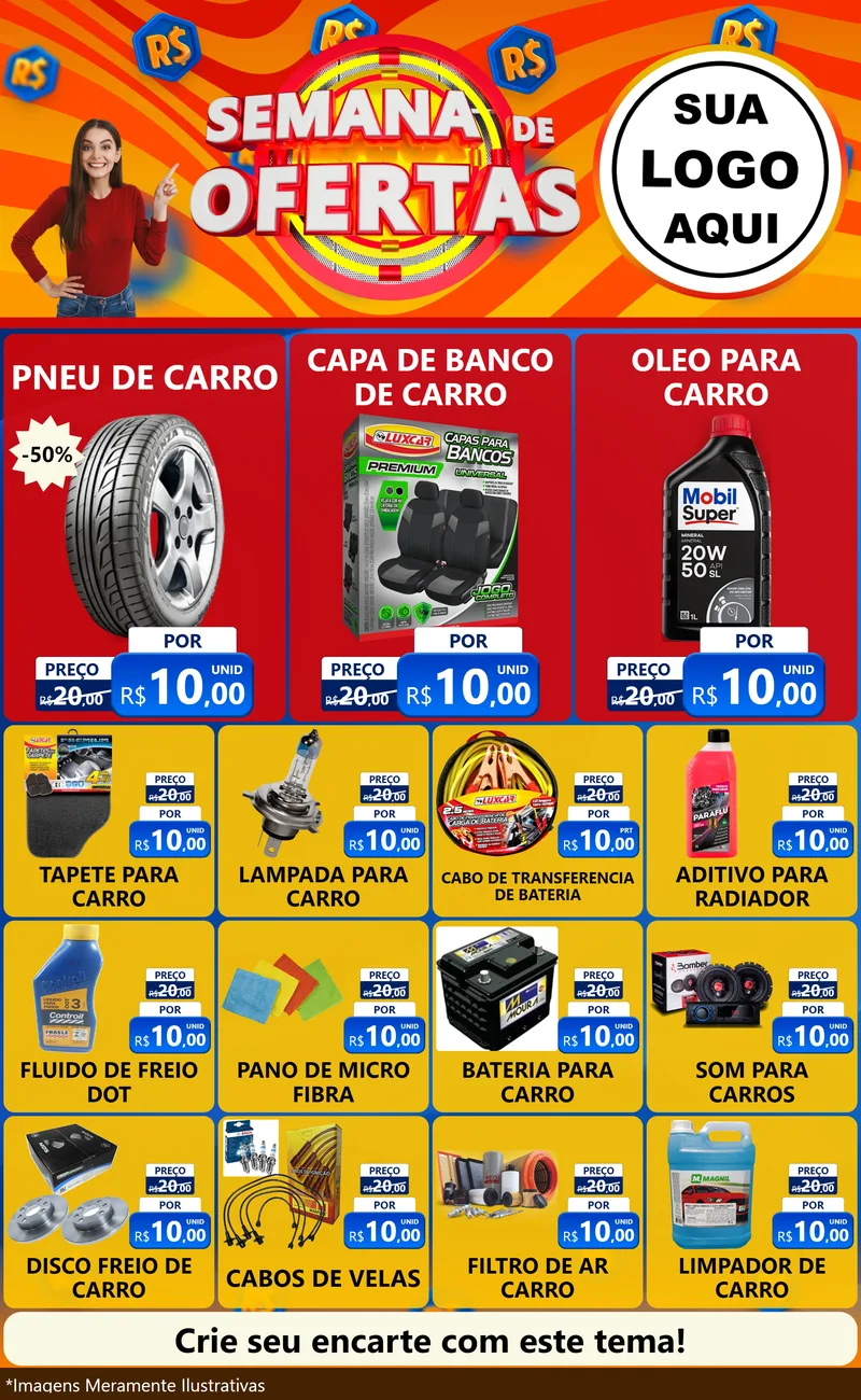 Modelo de Encarte para Encarte Grande com o tema Semana de Ofertas para Auto peças