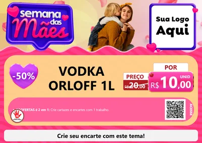 Modelo de Cartaz para Cartaz A4 Horizontal com o tema Semana das Mães para Distribuidora de bebidas