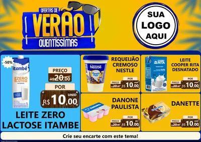Modelo de Encarte para Encarte A4 Horizontal com o tema Ofertas de Verão Quentíssimas para Frios e Laticínios