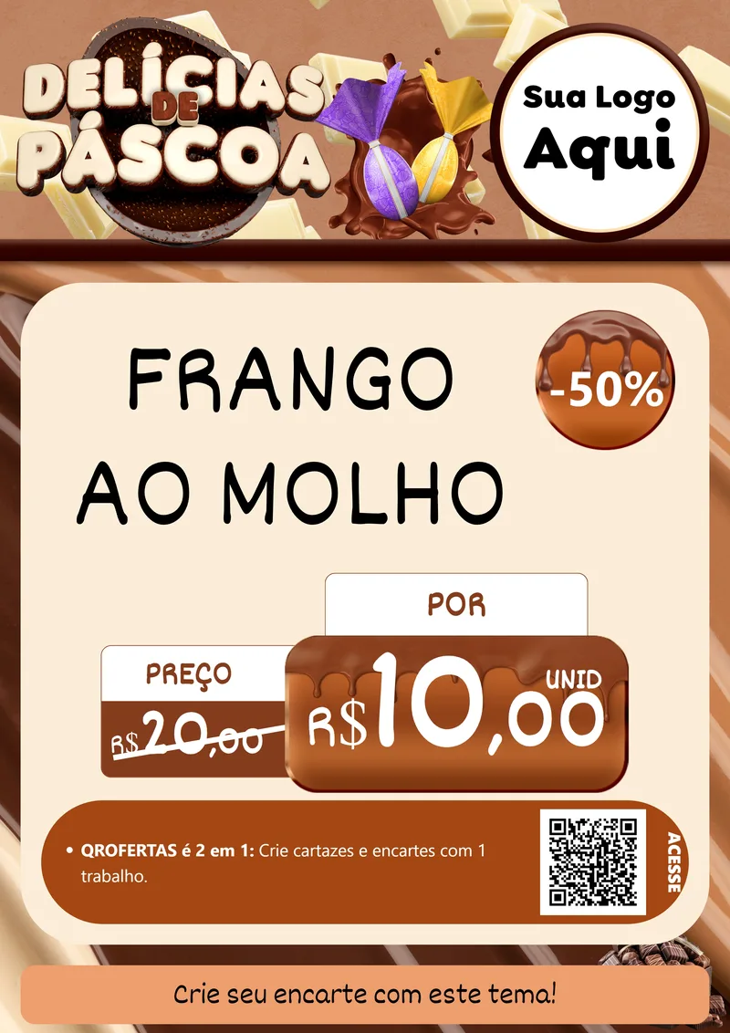 Modelo de Cartaz para Cartaz A4 Vertical com o tema Delícias de Páscoa para Restaurante