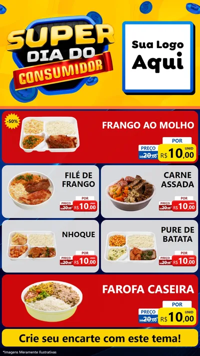 Modelo de TV para TV Vertical com o tema Super Dia do Consumidor para Restaurante